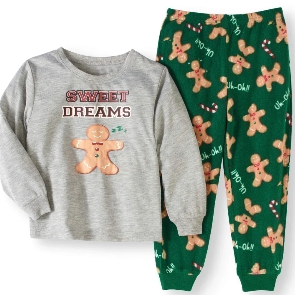 Sweet Dreams Gingerbread Man 2 Piece Fleece Pajama - Size 4T